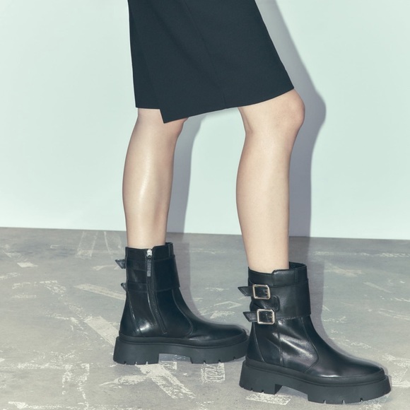 NEW Buckled Leather Ankle Boots - Picture 2 of 16